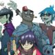 Ilustración de los personajes animados de la banda Gorillaz posando con sus instrumentos y atuendos característicos.