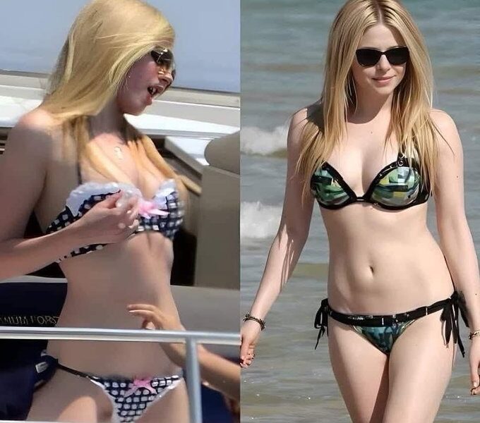 Avril Lavigne disfrutando del mar y tomando el sol, luciendo un bikini y gafas oscuras, mostrando su estilo actual a los 41 años.