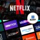 Collage de logotipos de plataformas digitales como Netflix, HBO Max, Prime Video y Disney+, junto al emblema del SAT, simbolizando la nueva medida de acceso fiscal a datos de usuarios.