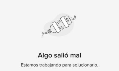 Mensaje de error de Mercado Pago que muestra el aviso “Algo salió mal. Estamos trabajando para solucionarlo”, acompañado del ícono de un enchufe desconectado.