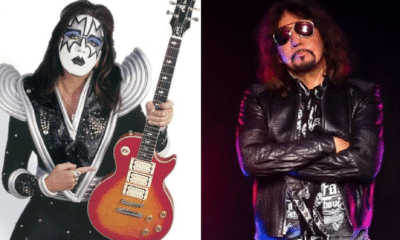 Fotografía comparativa de Ace Frehley, guitarrista de KISS, mostrando su icónico maquillaje de “Spaceman” y una imagen reciente sin caracterización.