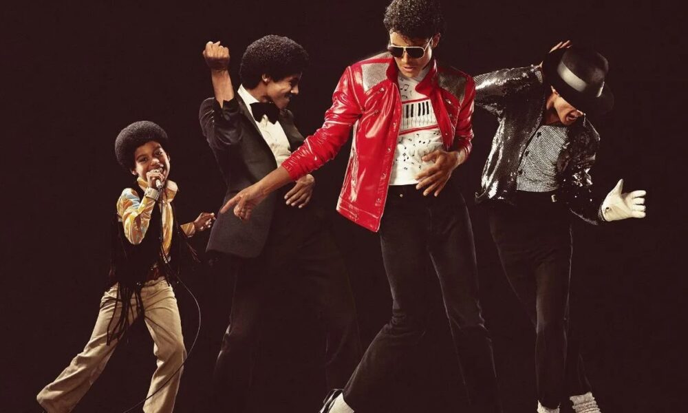 Imagen que representa distintas etapas de la vida de Michael Jackson, desde su infancia hasta su madurez artística, en promoción de la película biográfica que se estrenará en 2026.