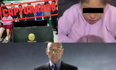 Fotografía de detenidos presentados por la Policía de Perú y mujer en silla de ruedas vinculada a grupo criminal, junto con montaje comparativo de un personaje de X-Men.