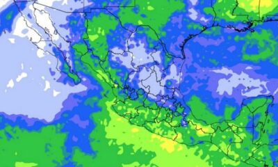 Mapa meteorológico de México con zonas coloreadas que muestran lluvias y bajas temperaturas causadas por el Frente Frío 12.