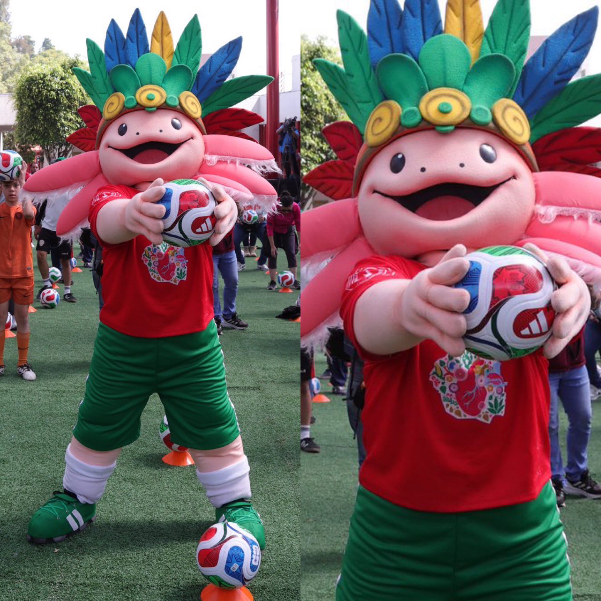 Mascota ajolote con penacho multicolor presentada por el Gobierno de la CDMX como imagen oficial rumbo al Mundial 2026.