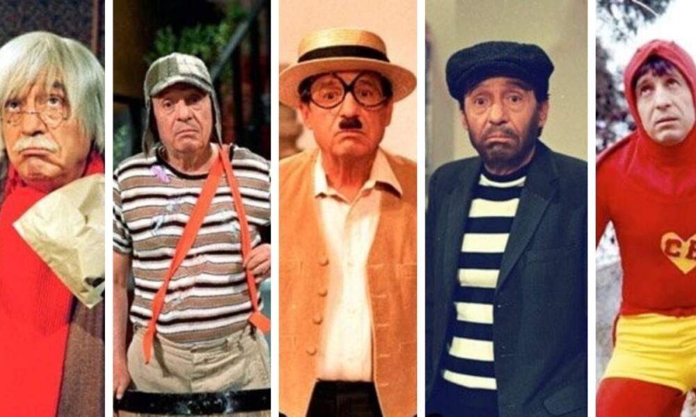 Montaje de cinco personajes icónicos interpretados por una figura reconocida de la comedia mexicana en televisión.