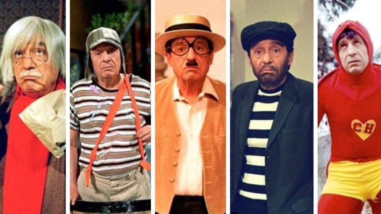 Montaje de cinco personajes icónicos interpretados por una figura reconocida de la comedia mexicana en televisión.