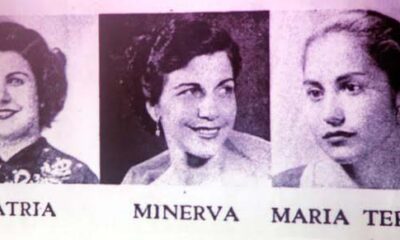 Tres mujeres retratadas en fotografías históricas en blanco y negro: Patria, Minerva y María Teresa Mirabal.