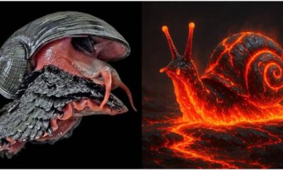 Caracol volcánico con concha de hierro viviendo cerca de respiraderos hidrotermales.