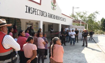 Ciudadanos reunidos en la inspectoría de Rancho Nuevo Michapita durante la entrega de obra por parte del Ayuntamiento de Huaquechula.