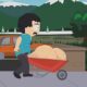Escena de South Park donde un personaje empuja una carretilla, imagen asociada a episodio sobre enfermedad y colecta solidaria.