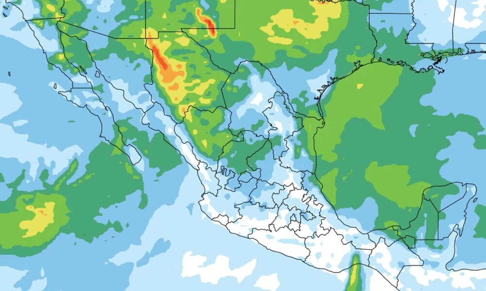 Mapa del avance del frente frío y lluvias en México según CONAGUA.