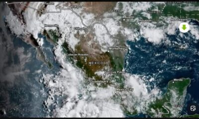 Imagen satelital que muestra a México cubierto por nubosidad del Frente Frío 24.