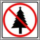 Símbolo de prohibición con silueta de árbol de Navidad.