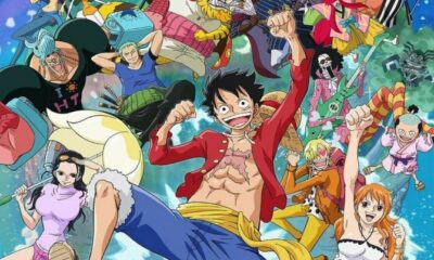 Póster promocional del anime One Piece con sus personajes principales.