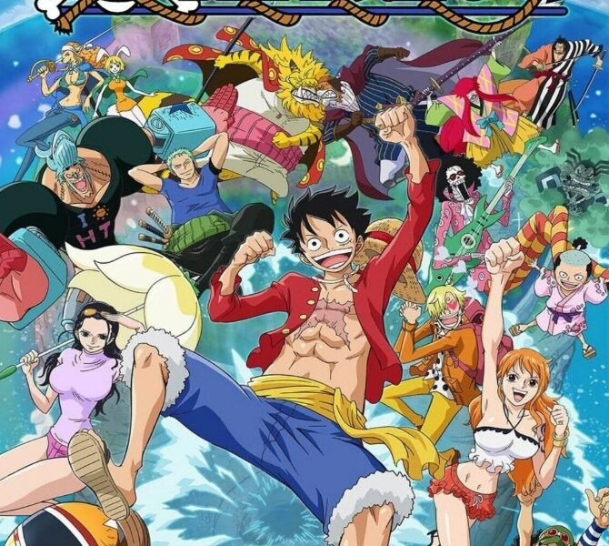 Póster promocional del anime One Piece con sus personajes principales.