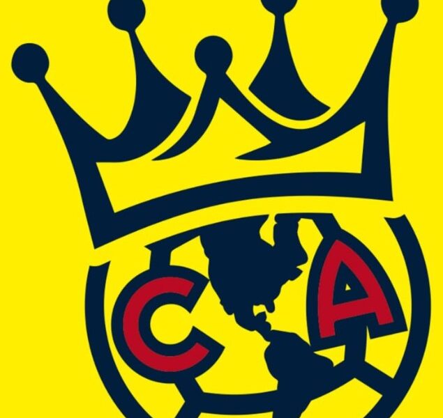 Logotipo del Club América con una corona sobre fondo amarillo.