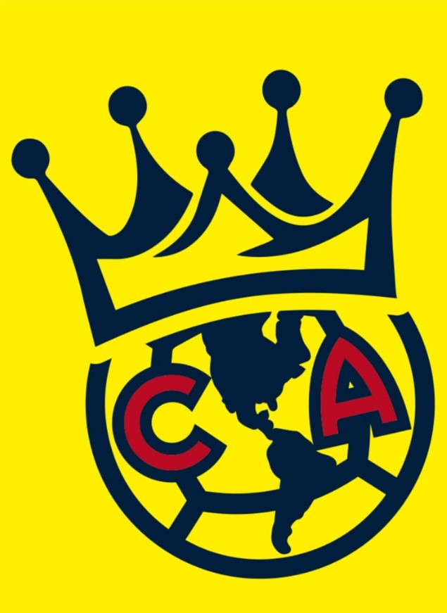 Logotipo del Club América con una corona sobre fondo amarillo.
