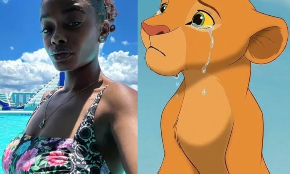 Foto de Imani Dia Smith junto a imagen ilustrada de Nala llorando de “El Rey León”