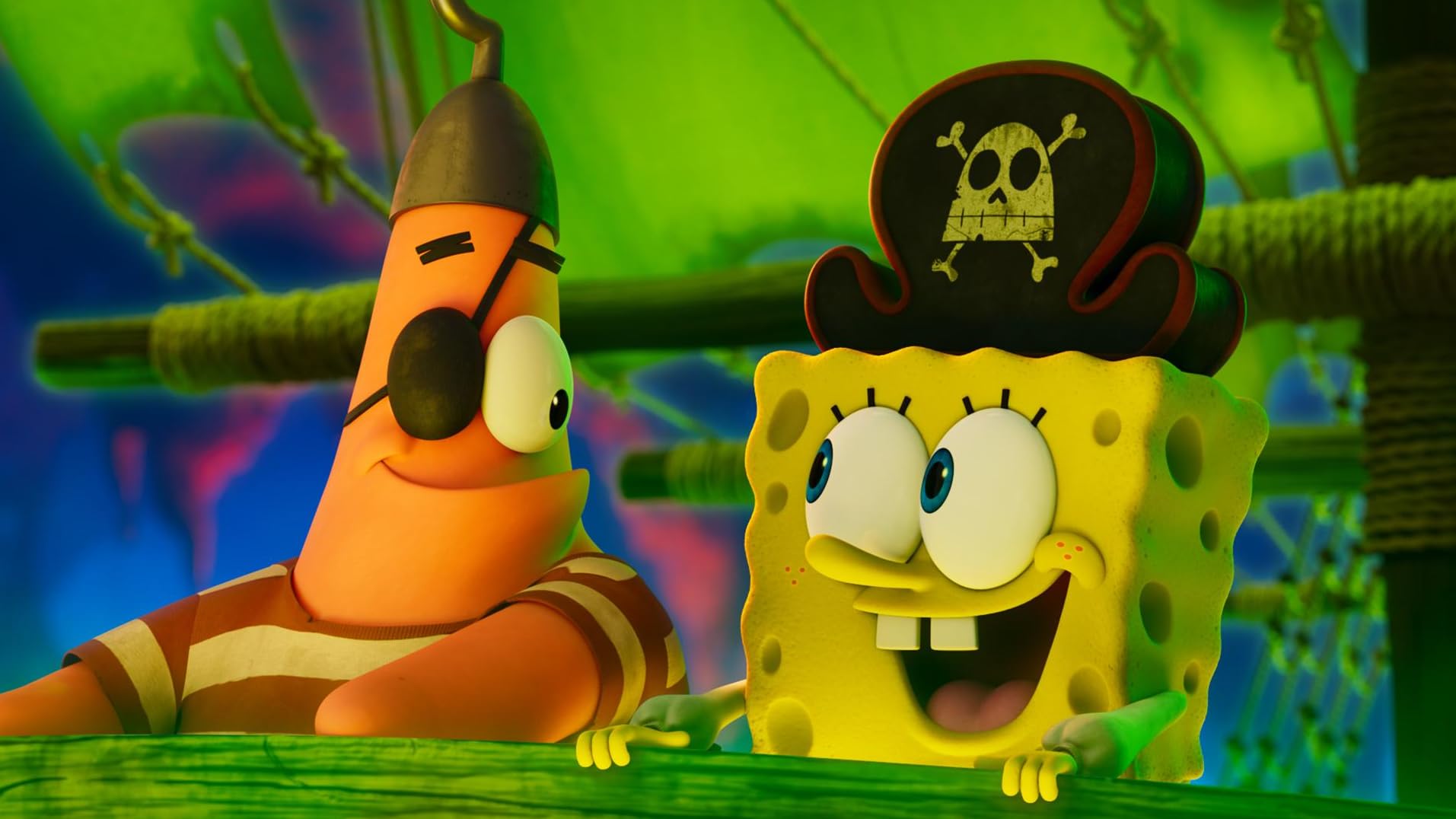 Escena de la nueva película de Bob Esponja estrenada en cines en diciembre.