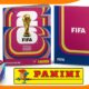 Álbum Panini 2026 y sobres de figuritas con diseño oficial multicolor del Mundial.