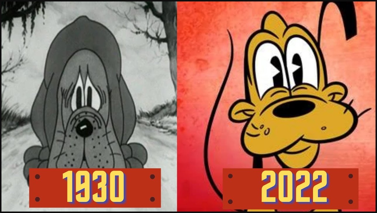 Comparación del diseño de Pluto de 1930 y su versión moderna