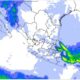 Mapa meteorológico que muestra el avance de una masa de aire ártico sobre México con zonas de heladas y lluvias.