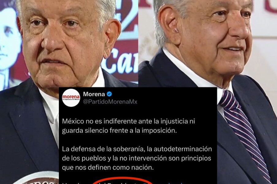 Publicación de Morena donde se menciona a AMLO como Presidente.