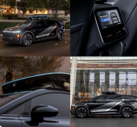 Robotaxi autónomo de Uber circulando por la ciudad sin conductor.