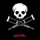 Logotipo con una calavera y muletas cruzadas anunciando Jackass 5 con fecha de estreno “June 26th”.