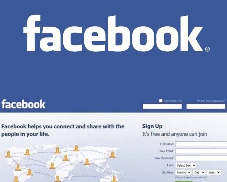 Página inicial de Facebook en 2004, red social fundada por Mark Zuckerberg en Harvard