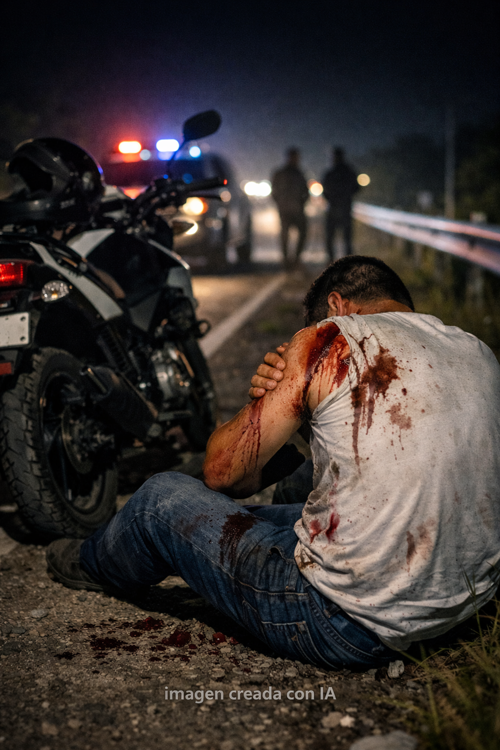Hombre lesionado recibe atención tras agresión con arma blanca en carretera Atlixco–Metepec durante la noche.