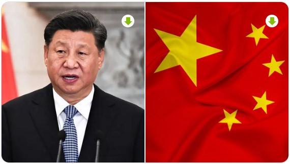 Presidente de China junto a la bandera nacional en contexto de política penal