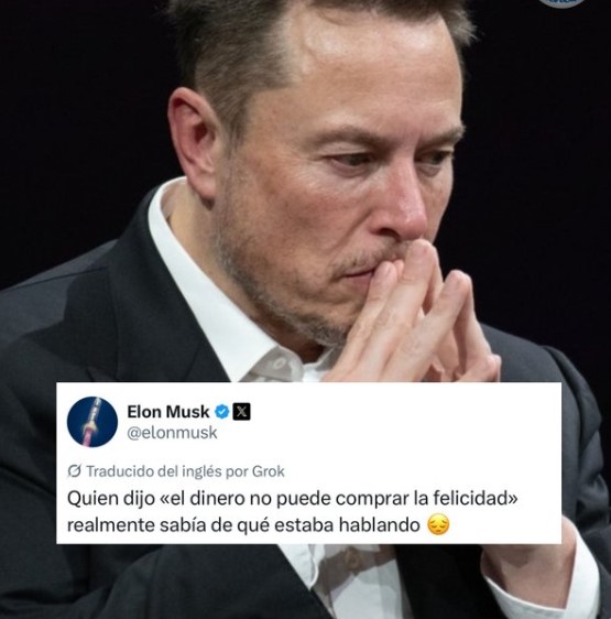 Persona reflexiva junto a mensaje viral sobre dinero y felicidad