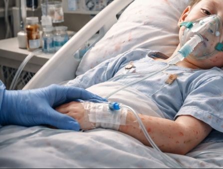 Paciente hospitalizado por complicaciones de sarampión en México durante el brote nacional de 2026