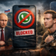 Ilustración conceptual de bloqueo de WhatsApp y redes sociales en un contexto de tensión geopolítica.