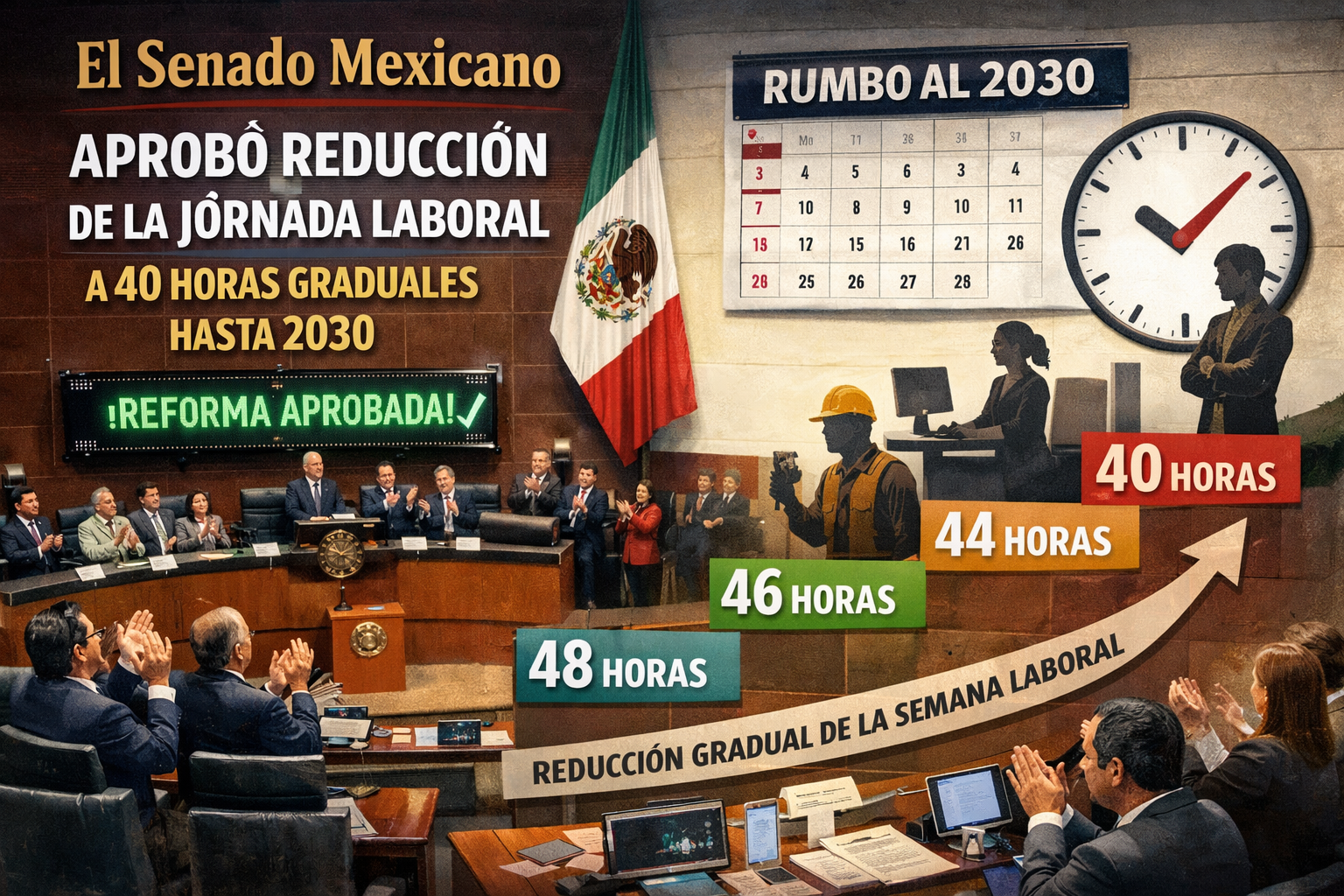 Sesión del Senado de la República durante la aprobación de la reducción gradual de la jornada laboral a 40 horas.