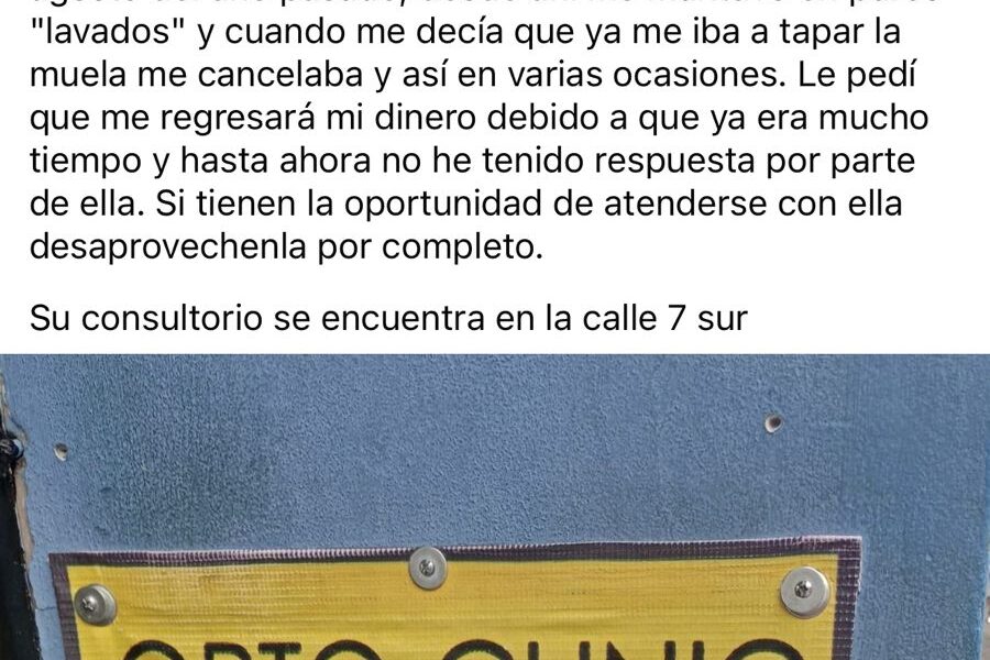 Anuncio de consultorio dental en Atlixco relacionado con denuncias en redes sociales