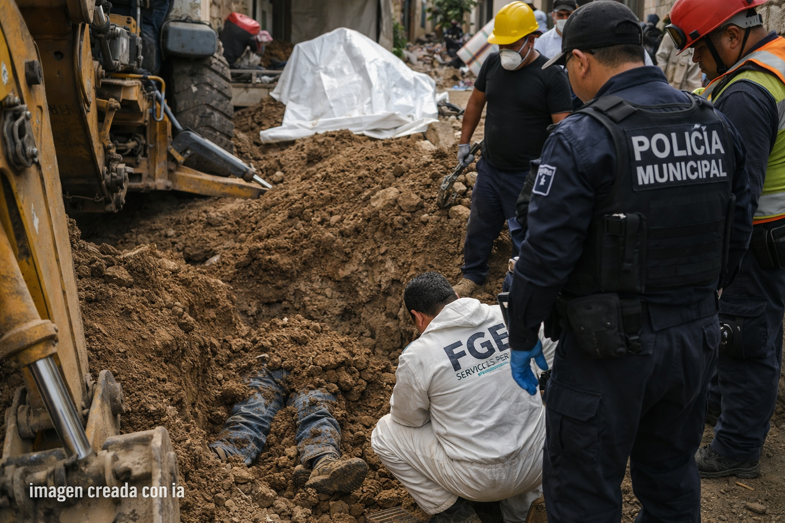 Accidente en excavación en Atlixco donde adulto mayor falleció tras quedar sepultado en zanja