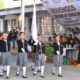 Escolta escolar de primaria marchando en concurso de la zona escolar 109 en Huaquechula Puebla
