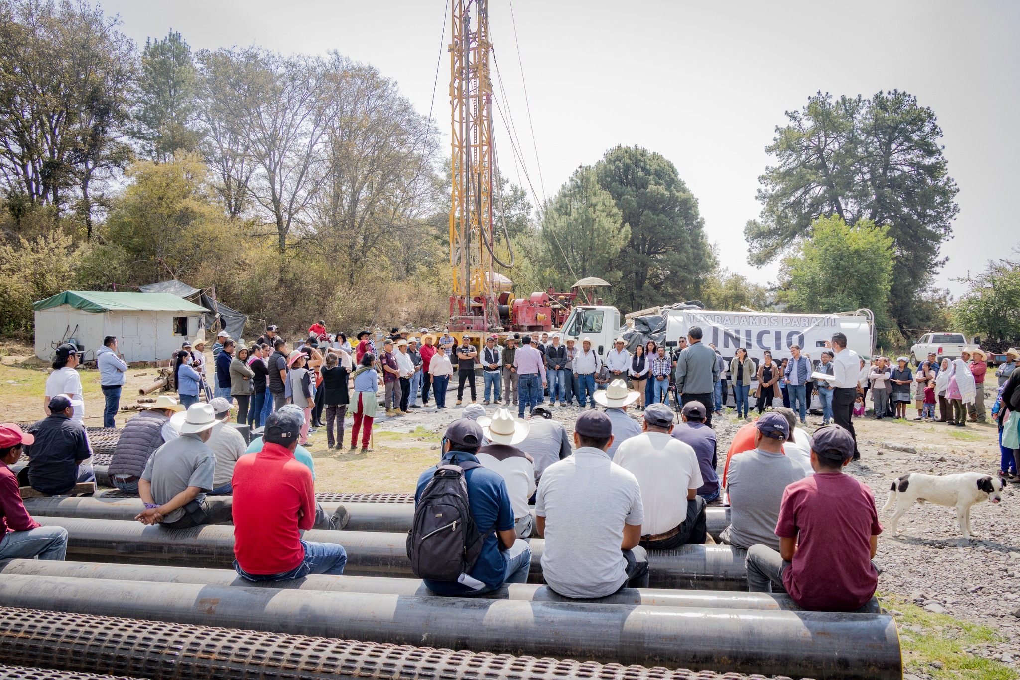 Inicio de obra de pozo profundo de agua potable en San Martín Zacatempa Tochimilco Puebla con participación del Ayuntamiento