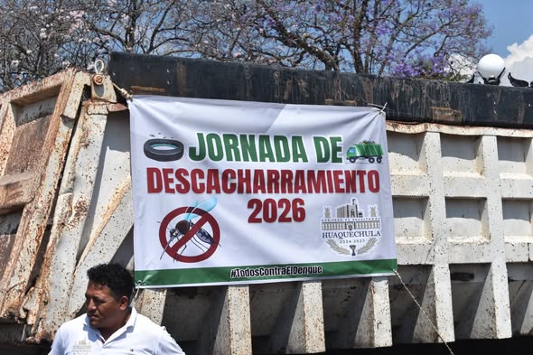 Jornada de descacharramiento en Huaquechula Puebla 2026 prevención del dengue recolección de cacharros