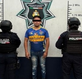 Detención de presunto agresor por violencia familiar en Atlixco realizada por elementos de la Secretaría de Seguridad Ciudadana.