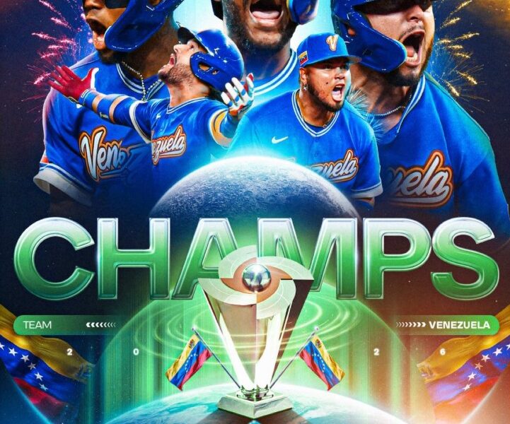 Jugadores de Venezuela celebrando campeonato del Clásico Mundial de Béisbol 2026