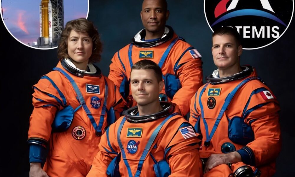 Tripulación de Artemis II con trajes espaciales de la NASA rumbo a misión lunar