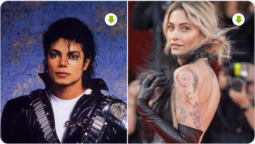 Imagen comparativa de figura musical internacional en su juventud y su hija en evento público.