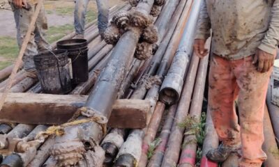 Trabajos de perforación y limpieza de pozo de agua en Tochimilco con maquinaria especializada