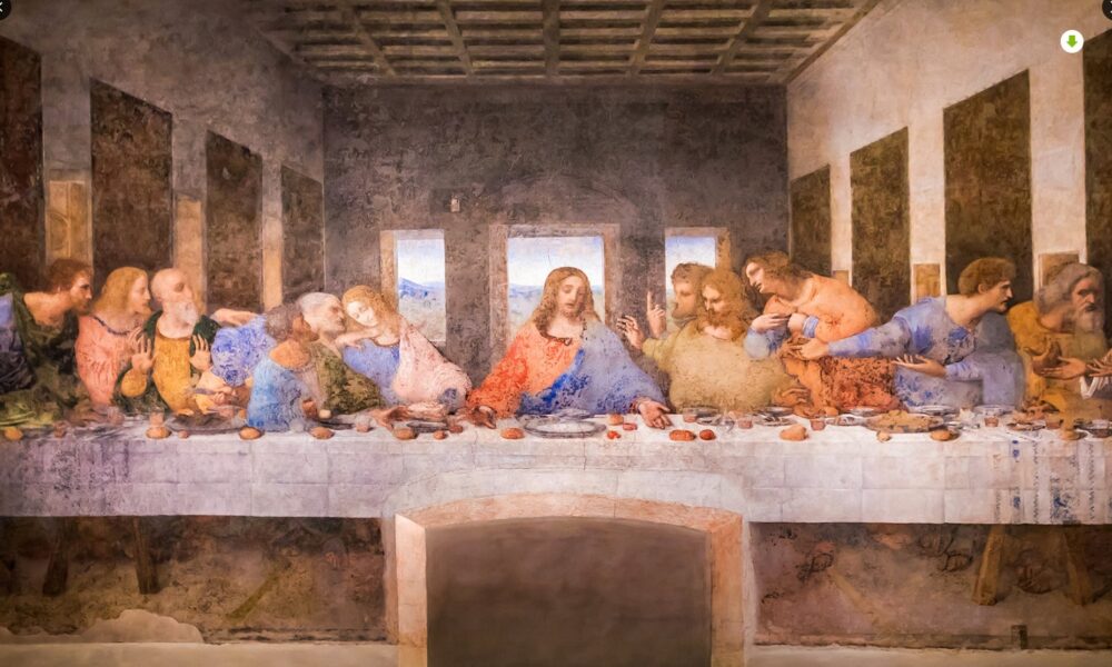 Pintura de la Última Cena de Jesús con sus discípulos durante el Jueves Santo