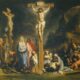 Pintura de la crucifixión de Jesús en el Gólgota durante el Viernes Santo