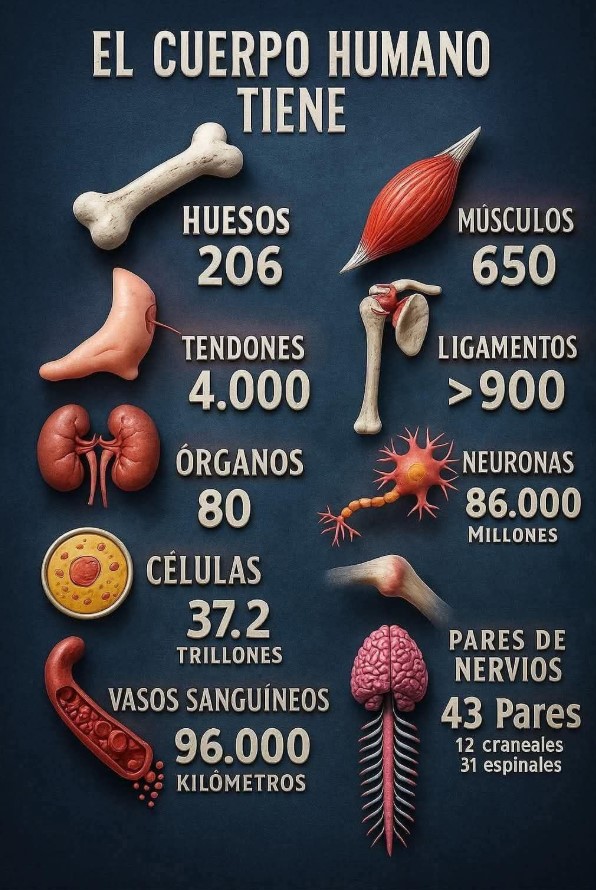 infografia cuerpo humano evolucion biologia huesos musculos neuronas